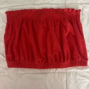 Sky and Sparrow Red Orange Terry Strapless Top